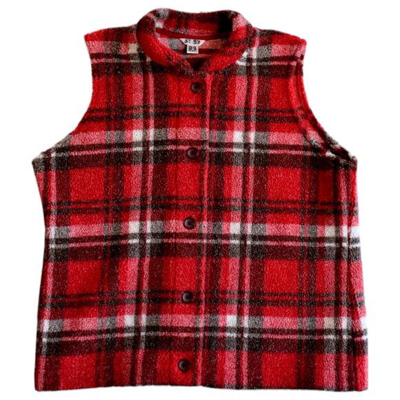 Cozy Red and Brown Tartan Plaid Vest by Christopher & Banks - Size XL - Picture 1 of 7